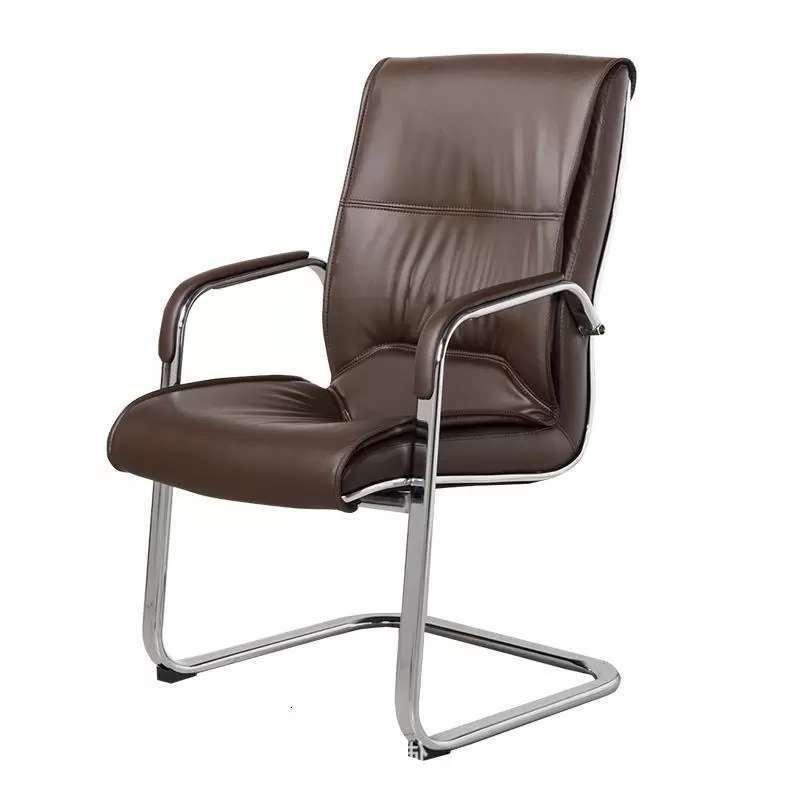 Modern Espresso Leather Desk Chair with Mid Back Home Office Chair in Black and Beige