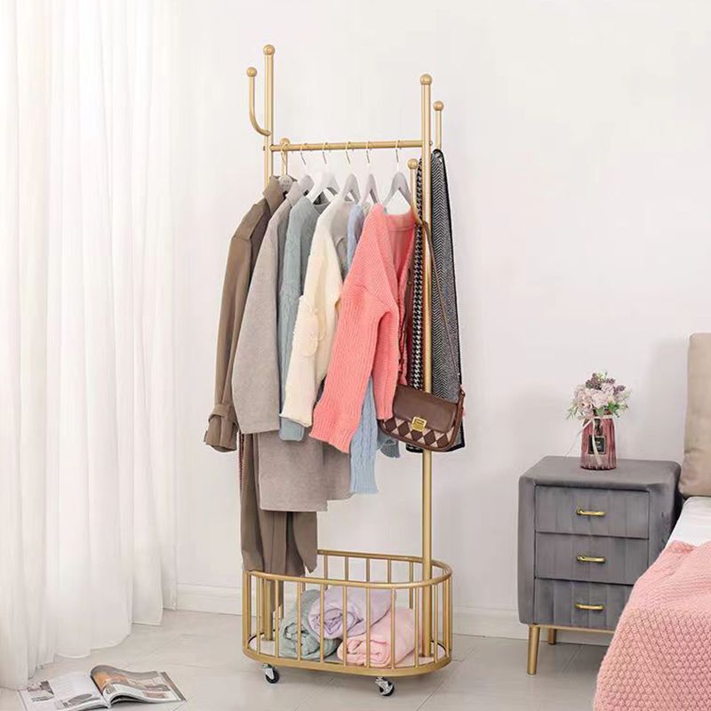 Gorgeous Bedroom Coat Rack Hooks Metal Coat Rack with Storage Basket