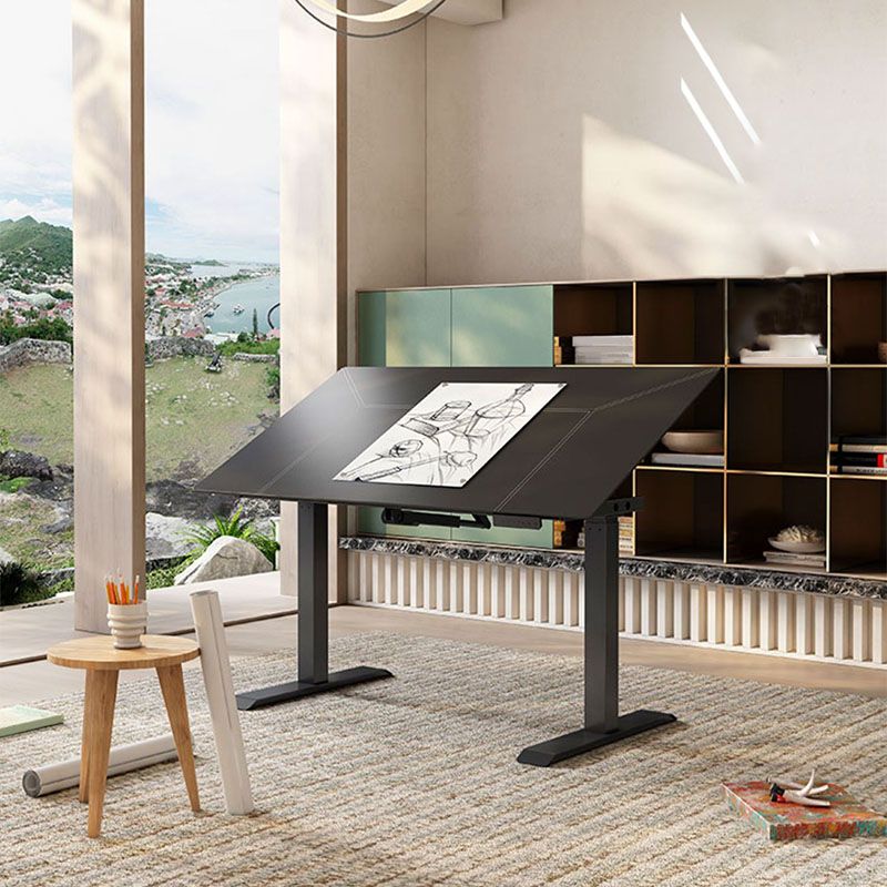 Rectangular Shaped Folding Writing Desk with Metal Legs in White/Black