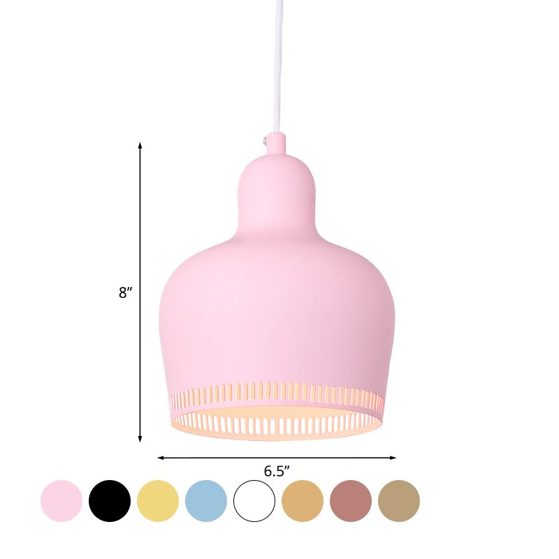 Bell Drop Suspension Pendant Nordic Metal 1 Light Pink/Blue/Yellow Hanging Ceiling Light for Bedroom