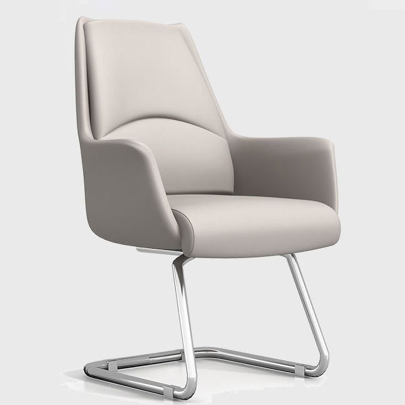 Modern Style Task Chair Leather Office Chair with Fixed Arms