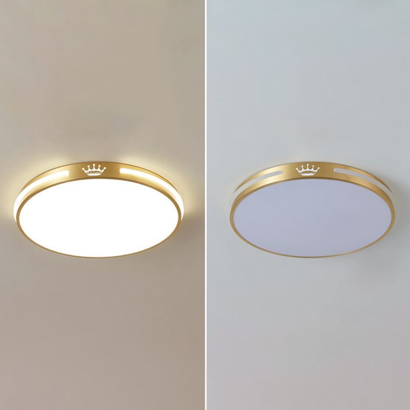 Modern Flush Mount Light Fixtures 1 Light Flush Mount Ceiling Light in Gold Finish