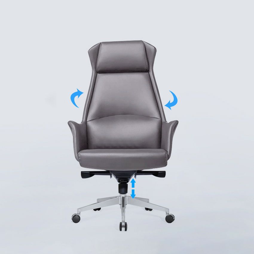 Modern Style Task Chair Leather Office Chair with Fixed Arms