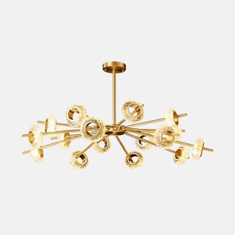 Handmade Crystal Ring Chandelier Postmodern 8/12/16 Lights Living Room Ceiling Pendant in Brass