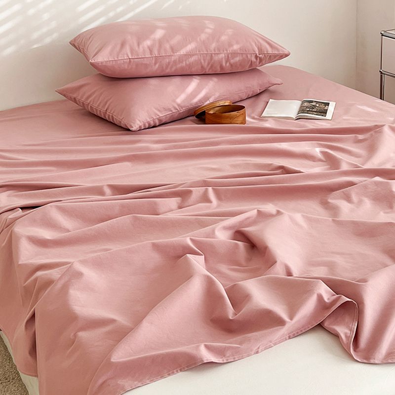 Cotton Plain Bed Sheet Breathable Fade Resistant Bed Sheet Set