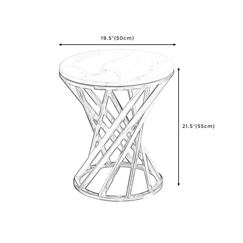 Round Stone Top Side End Table Frame Sofa Side End Table for Living Room