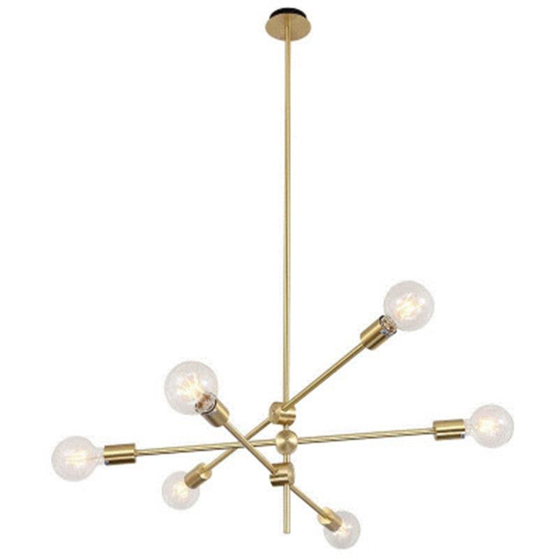 Gold 6 Light Molecular Chandelier Éclairage Sphère moderne Verre de verre suspendu Pendant Pendre pour le salon