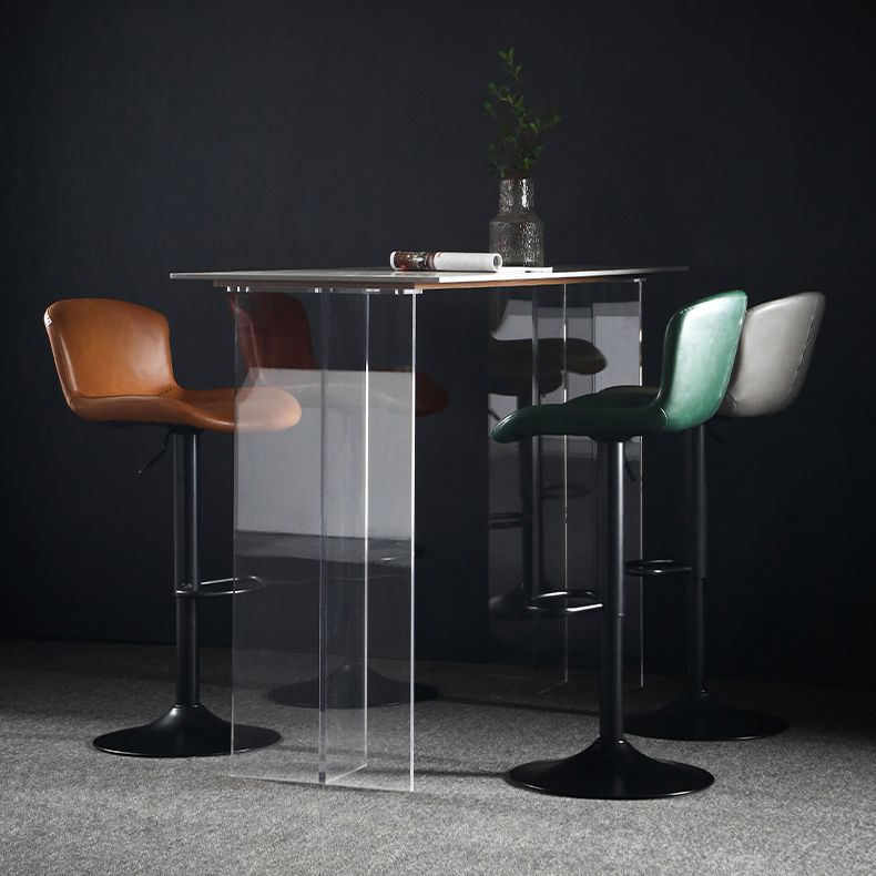 Modern Acrylic Bar Dining Table with Stone Top Rectangle Indoor Bistro Table