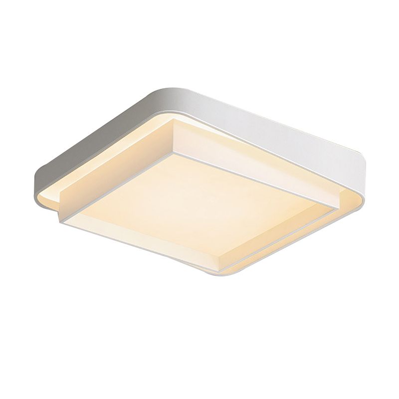 Geometric Flush Mount Fixture Modern Metal Flush Light in White