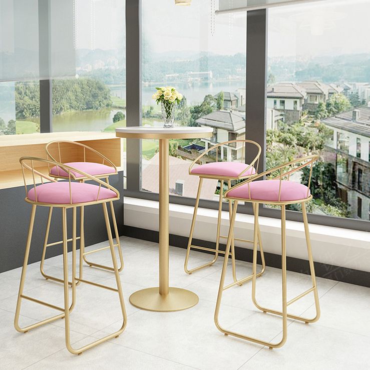 White Glam Style Ropund Table in Iron and Wood Table Milk Tea Shop Bar Table