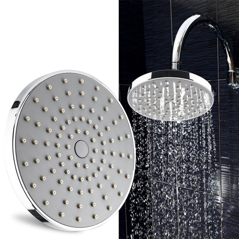 Round Fixed Shower Head Silver Single Spray Wall-Mount Shower Head