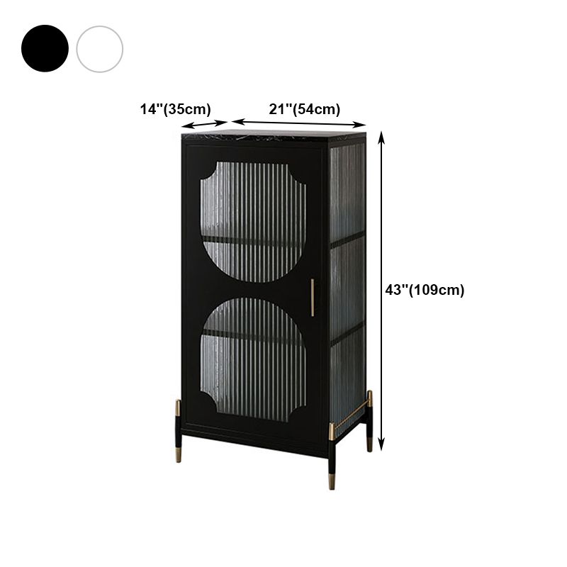 Glass Door Iron Sideboard Modern Server Cabinet with Storage for Living Room