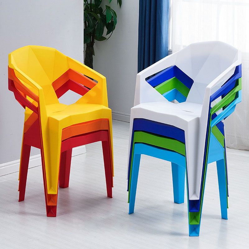 Contemporary Style Stackable Chair Dining Arm Chair with Plastic Legs