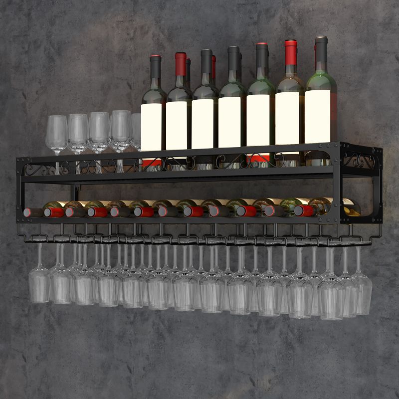 Wall Mounted Wine Rack Kit with Wine Storage Metal Wine Shelf