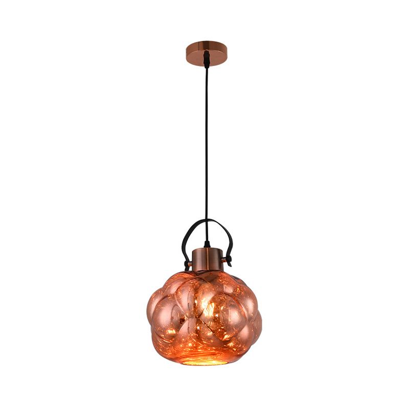 Global Pendant Light Modern Hand Blown Glass 1 Light Chrome/Gold/Rose Gold Ceiling Lamp for Dining Room