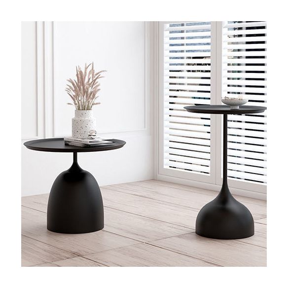 Medieval Modern Style Round Metal Table with Pedestal Base Side Table