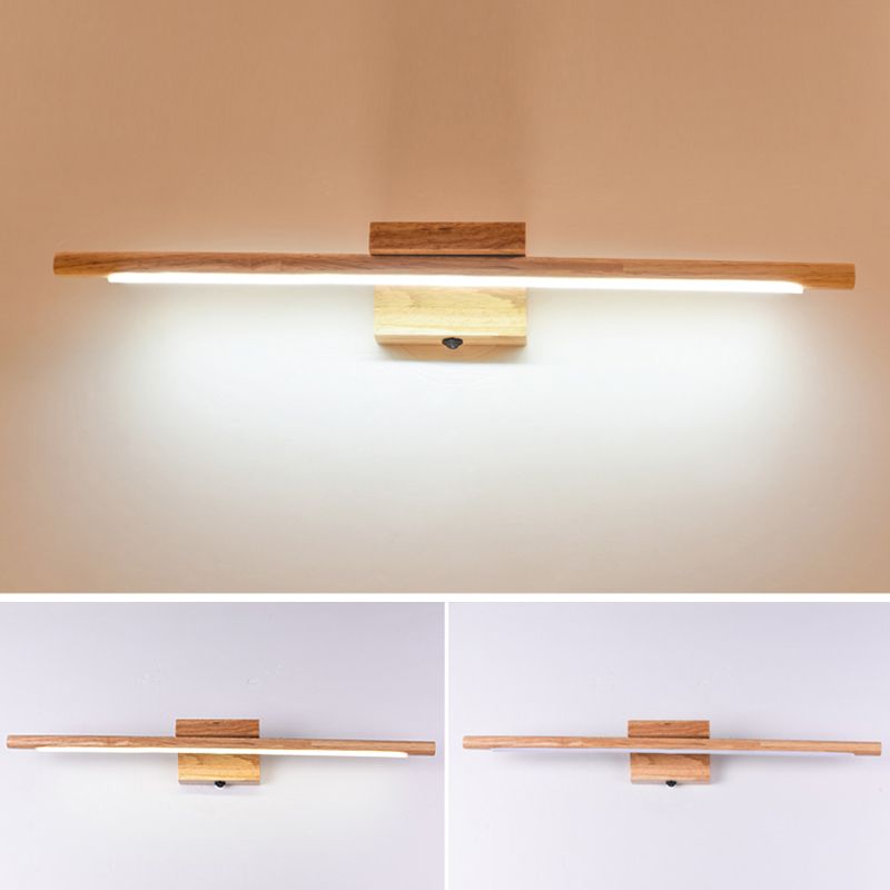 Modern Simple Wooden Vanity Light Strip Shape Vanity Lamp for Shower Room