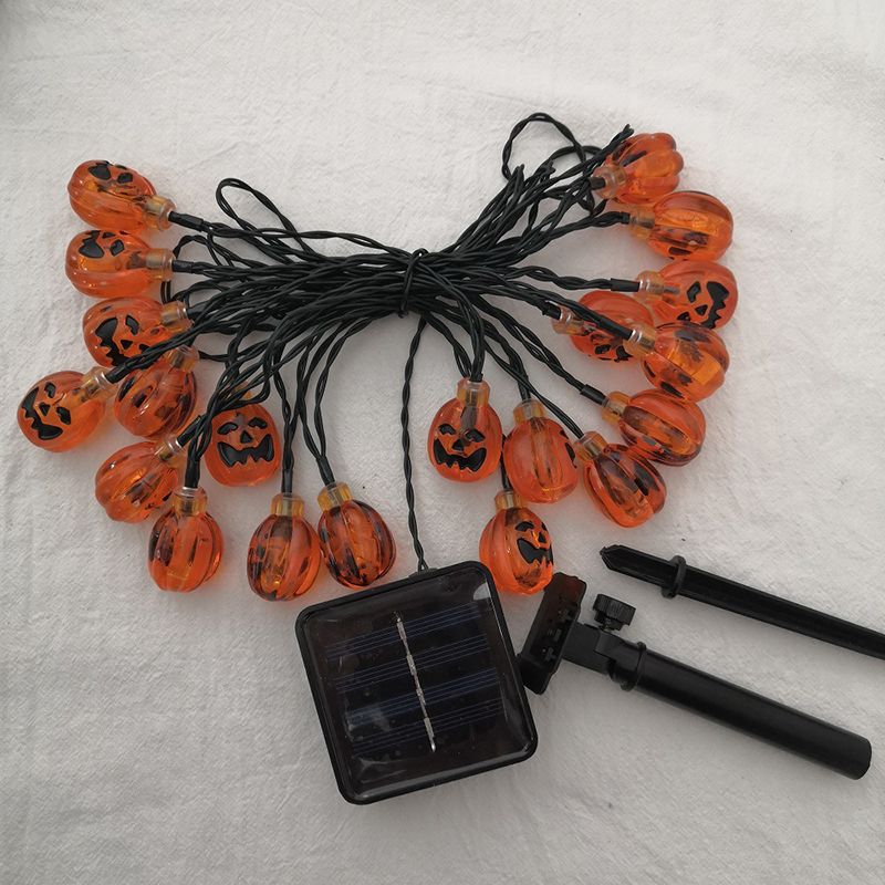 Orange Pumpkin Solar LED Light Decorative Plastic Halloween String Light for Garden