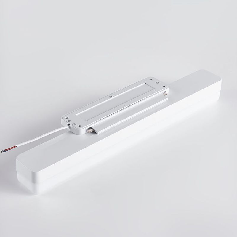 Linear Wall Light Fixture Modern Plastic 1 Light LED Mirror Light for Bathroom in White