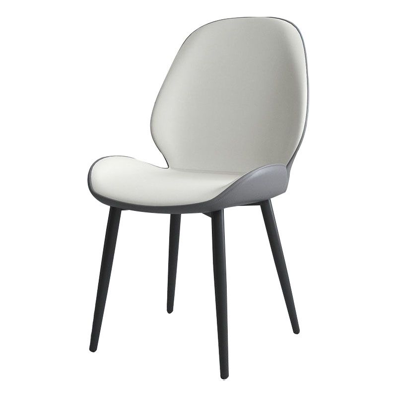 Contemporary Style Dining Chair Wingback Armless Chairs with Metal Legs for Kitchen