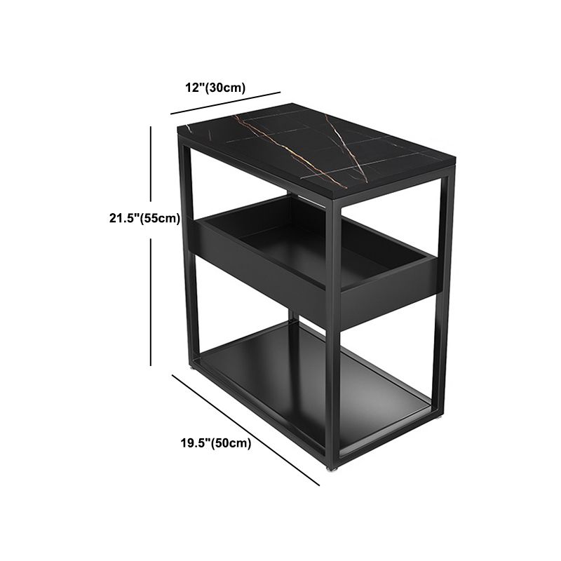 21 Inch H Modern Nightstand Glass Top Open Storage Shelf Included Night Table