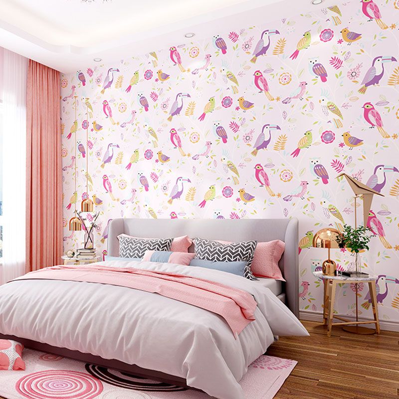 Pastel Color Simple Wallpaper 900 Bird and Lemon Wall Art for Kid's Bedroom