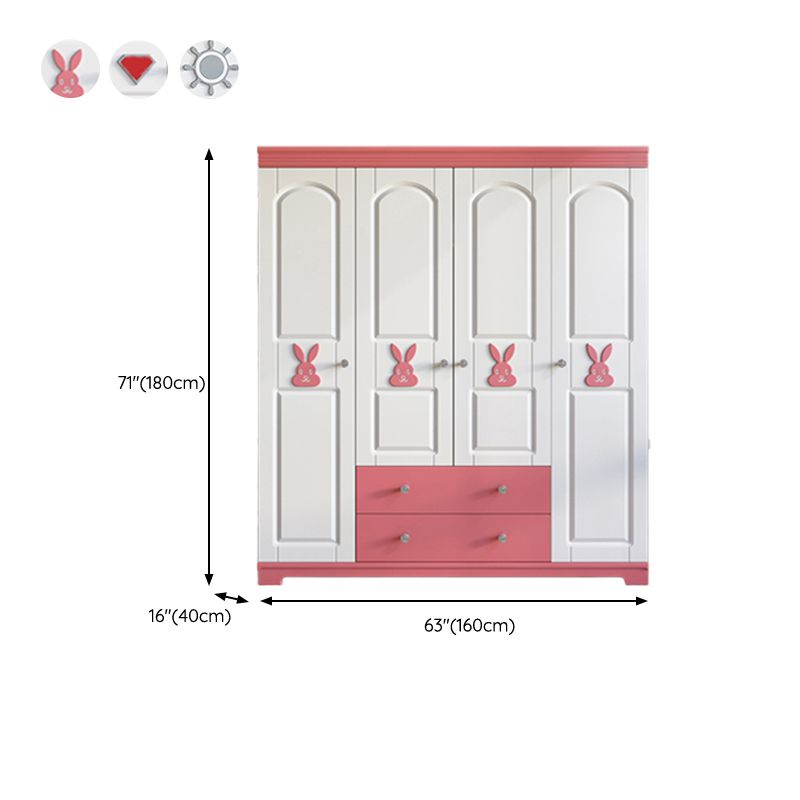 Wooden High Gloss Coat Locker Matte Modern Kid's Wardrobe with Garment Rod