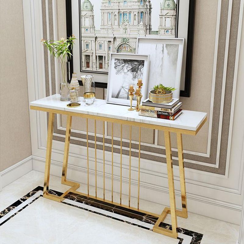 Glam Marble Accent Table Rectangle Console Sofa Table for Hall