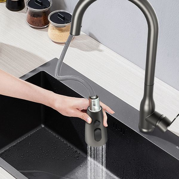 Contemporary Single Handle Kitchen Faucet Pull Out 1 Hold Bar Faucet with No Sensor