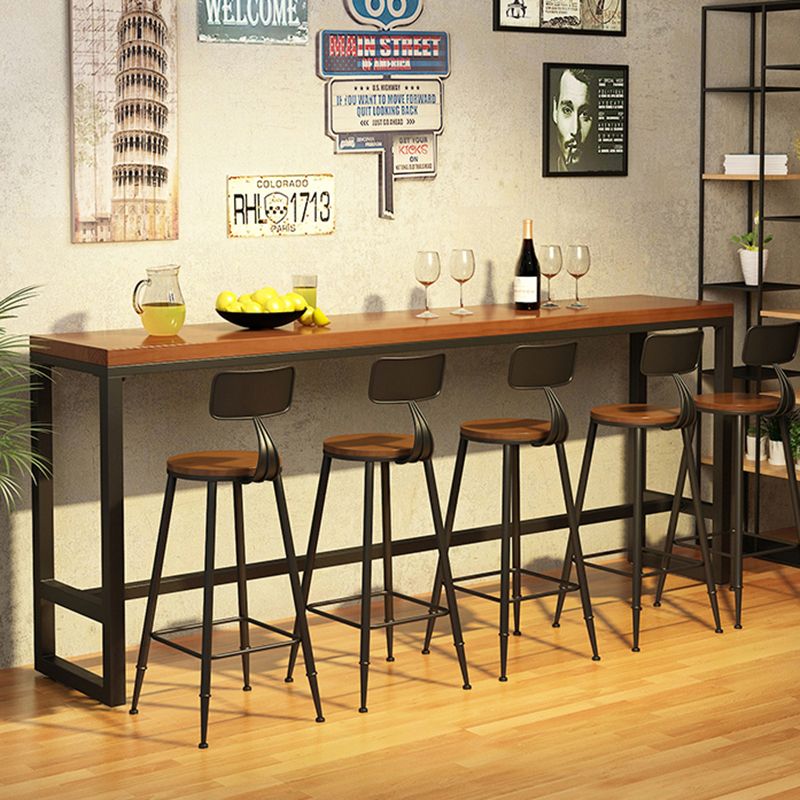 Industrial Natural Bistro Bar Desk Indoor Footrest Trestle Bistro Bar Table