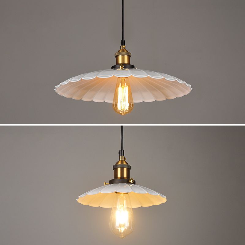 Industrial Classic Scalloped Pendant Light Wrought Iron Hanging Light for Commercial Place