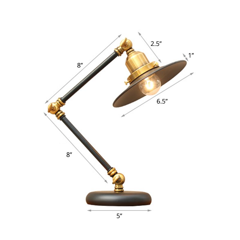 Metall 3-Gelenkschwingen Arm Task Light Industrial 1 Glühbirnen Schlafzimmer Tischlampe mit Schatten in Schwarz