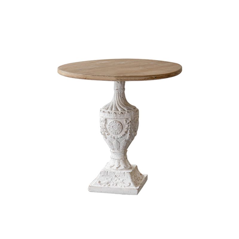 Pedestal Side Table Wood Round Side End Table- Distressed Surface Treatment