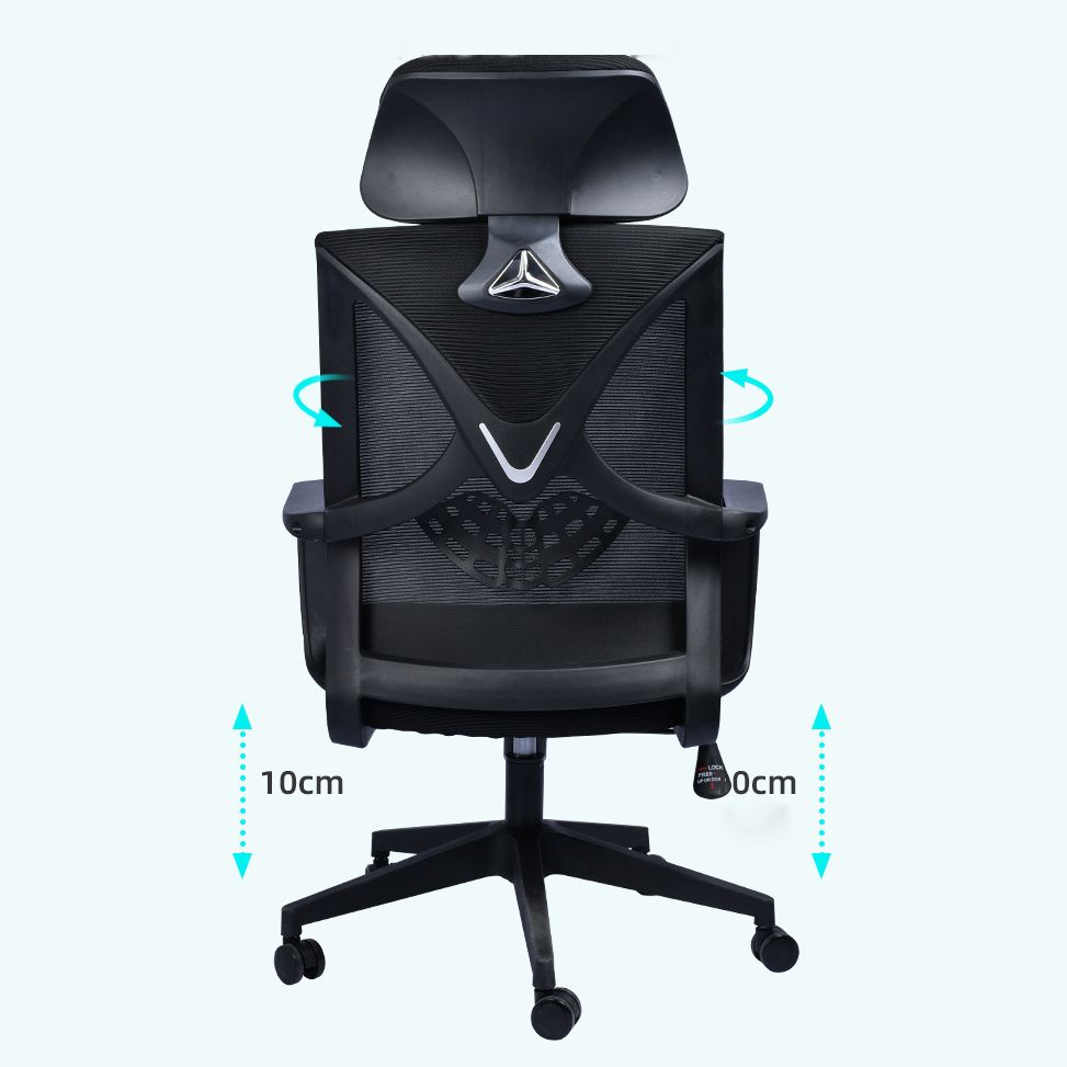 Contemporary Arm Chair Fixed Arms Plastic Lumbar Support Black Office Chair