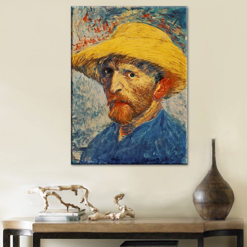 Van Gogh Self Portrait Painting Retro Style Textured Wall Art Decor for Living Room