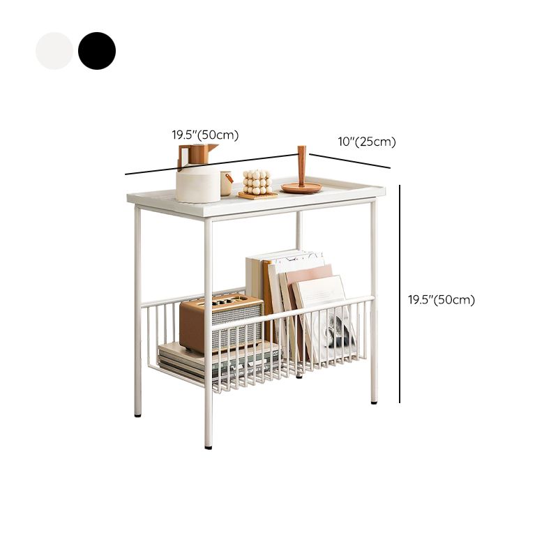 Contemporary Nightstand Metal Legs Included Night Table with 2 Shelves