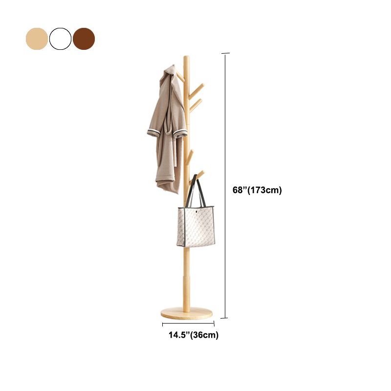 Modern Hall Tree Wood Entryway Kit with Hooks Free Standing Coat Hanger