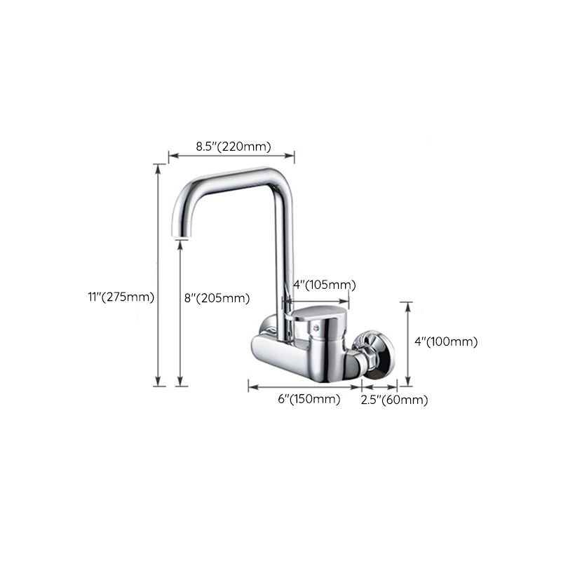 Modern Bridge Kitchen Faucet Brass Lever Handles Swivel Spout Wall Mounted Bar Faucet