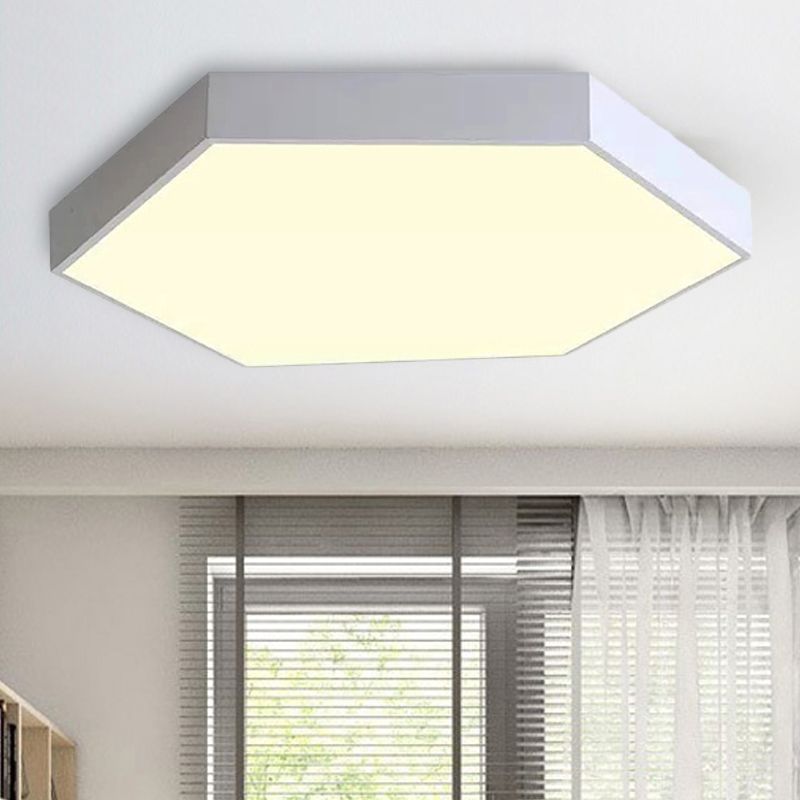 Child Bedroom LED Ceiling Light Modern Macaron Flush Mount Lighting with Hexagon Shade