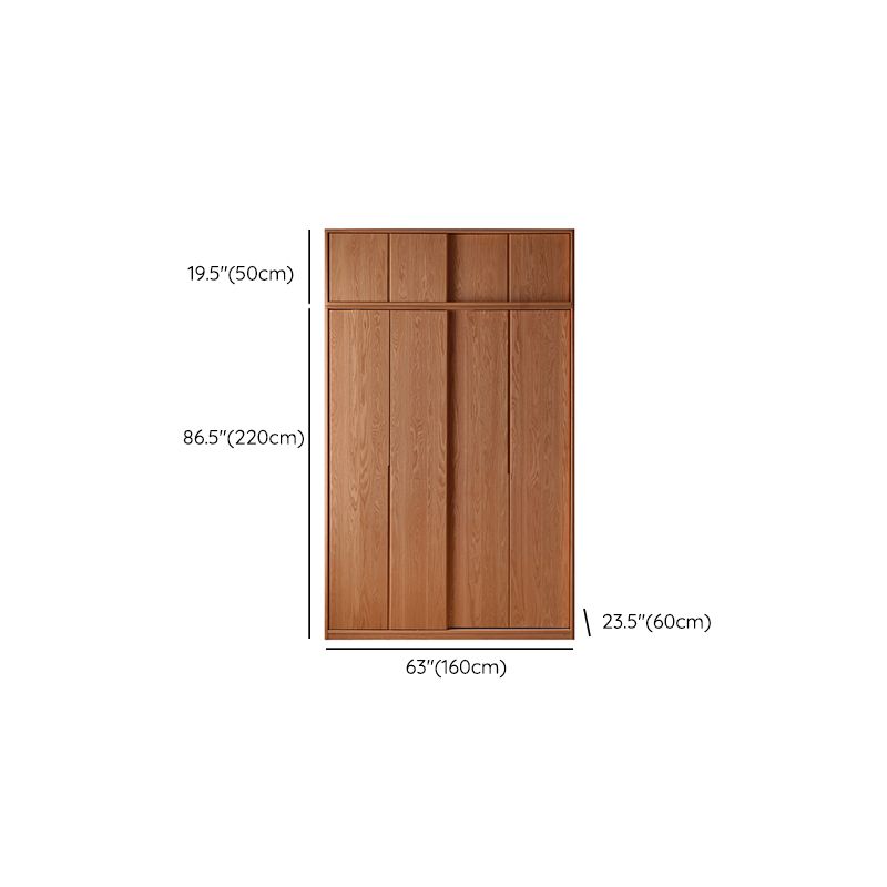 Solid Wood Wardrobe Modern Walnut Armoire Cabinet for Bedroom