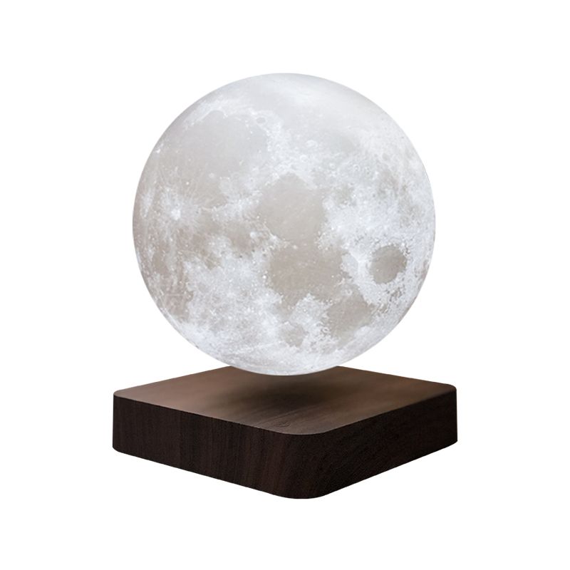 Lámpara de mesa Maglev de la luna infantil de la luna de niños iluminación de la noche del led de plástico en madera blanca