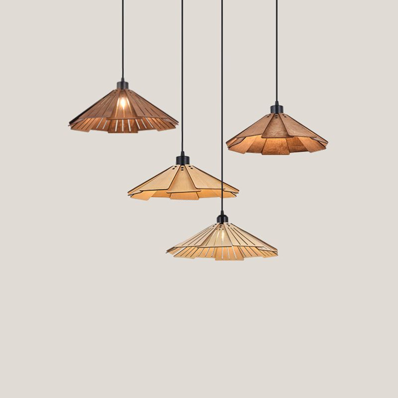 Modern Style Cone Shape Pendant Lighting Wood 1 Light Pendant Light for Bedroom