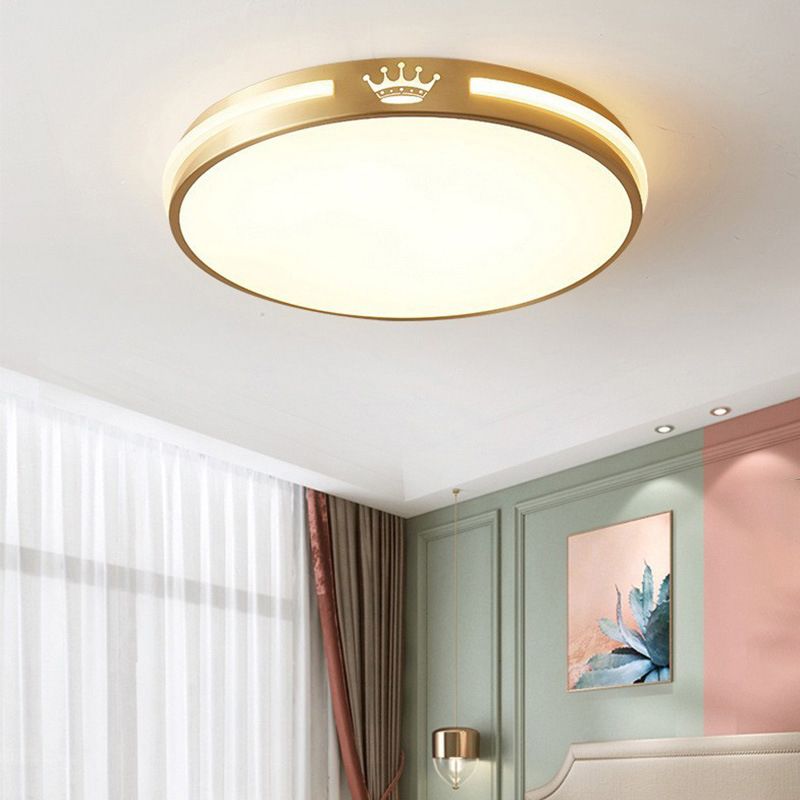 Minimalism Flush Mount Round Metal Ceiling Light Fixture for Bedroom