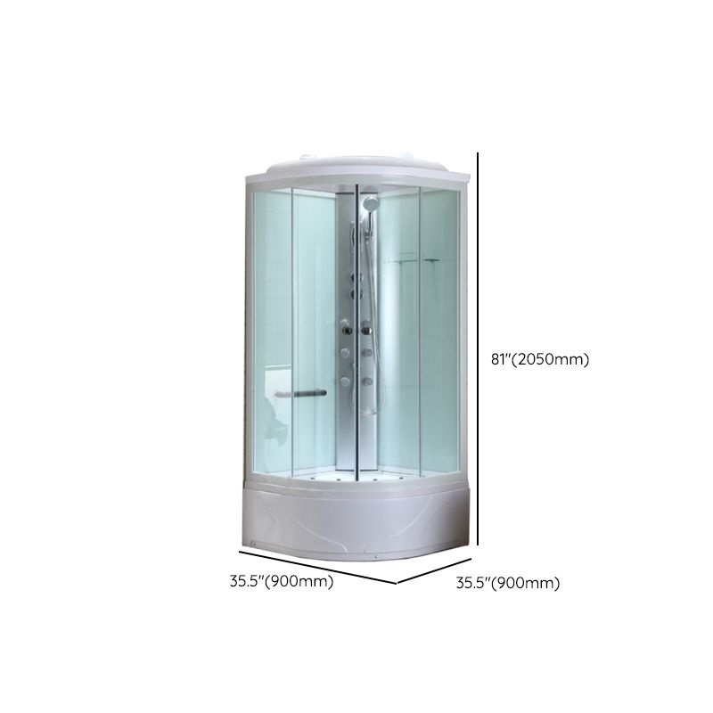 White Framed Rectangle Shower Stall Clear Tempered Glass Shower Stall