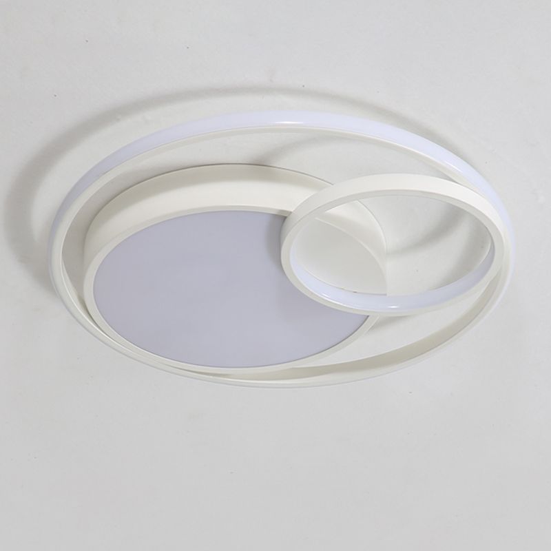 Minimalism Ceiling Light Fixture Circle LED Flush Mount in White for Bedroom