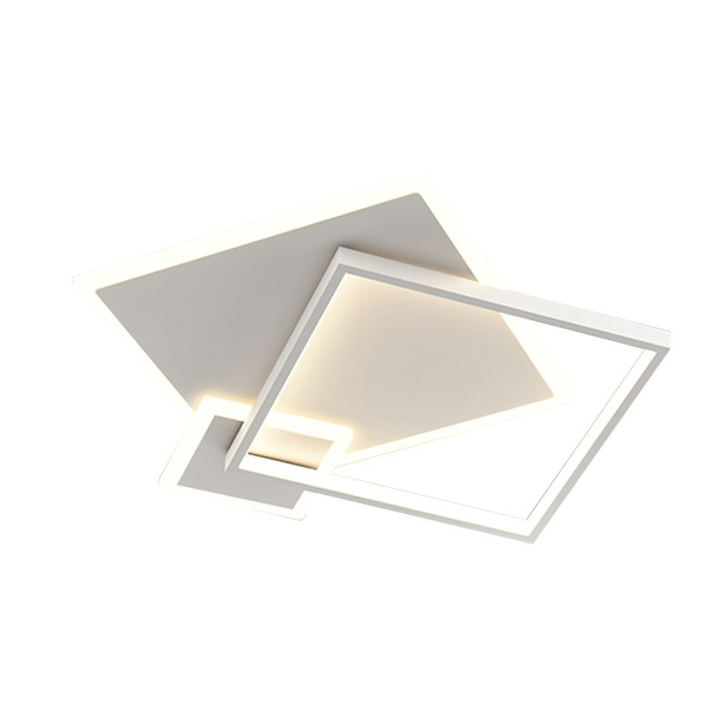 Square 3 - Light LED Ceiling Mount in Matte White Iron and Acrylic Flush