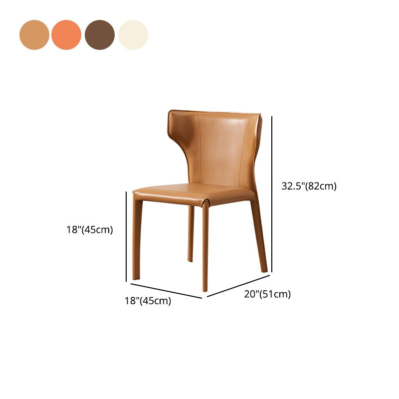 Contemporary Leather Dining Chair Armless Wingback Side Chair for Restaurant Use