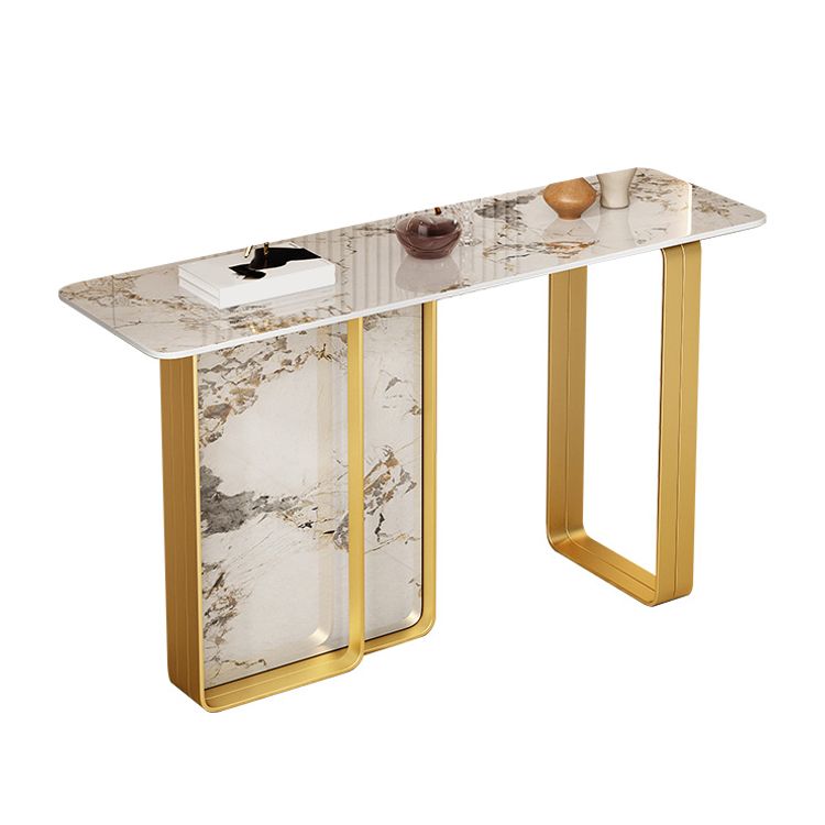 11 Inch Wide Glam Accent Table Stone Rectangle Console Accent Table