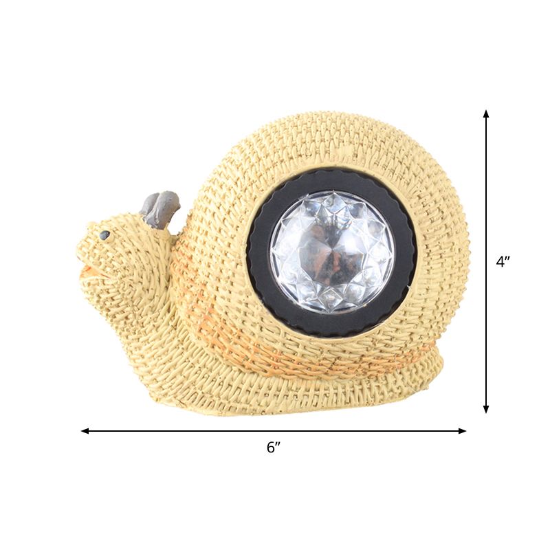 Cottage LED Solar Ground Light Yellow Faux Weaving Bird/Snail/Frog Table Lamp with Resin Shade