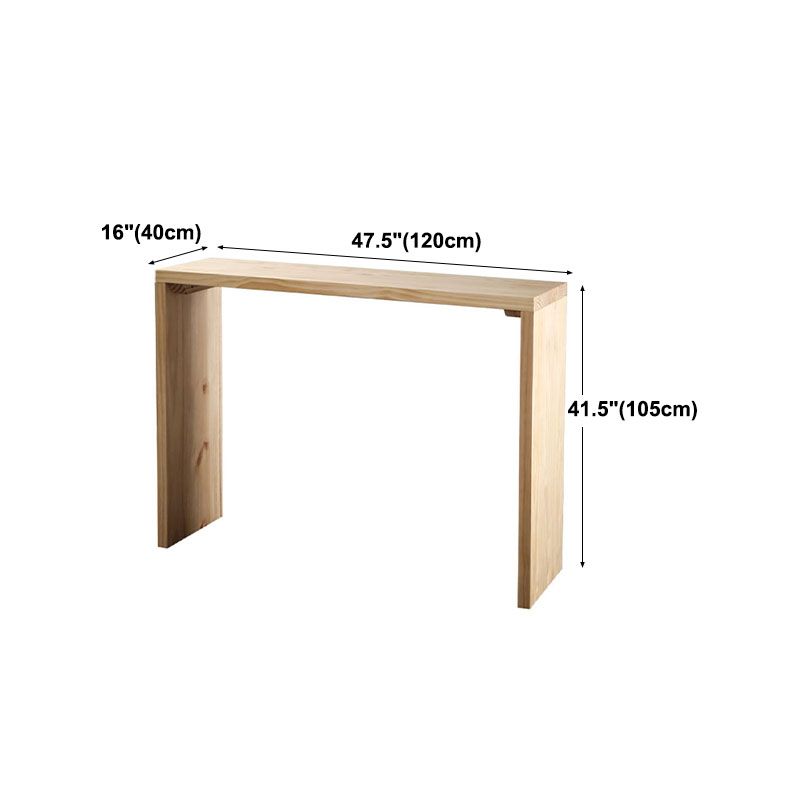 Rectangle Wood Top Counter Table Natural Color 42-inch Height Industrial Bar Table